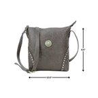 Vegan Leather Filigree Messenger with Concho RMHB 40 2504: Tan