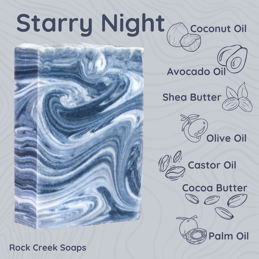 Starry Night Bar Soap: Vanilla, Sandalwood & Currants