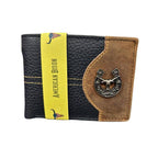 Mixed Media Two Tone Bifold Rodeo Wallet w/ Medallion AB1916: Black / Eagle