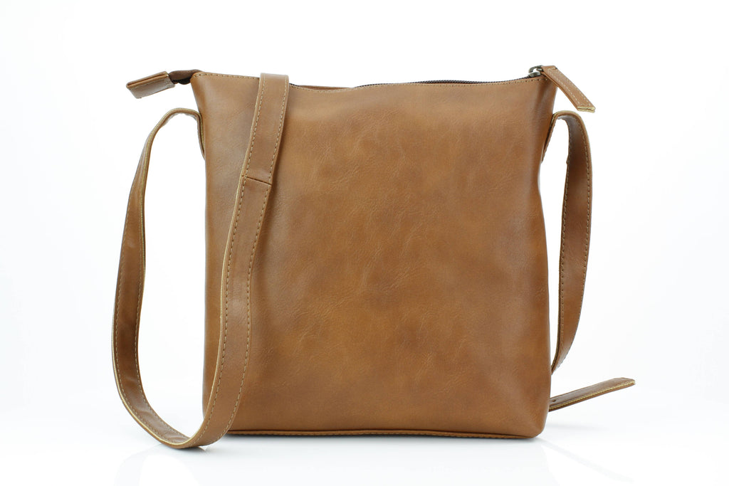 Vegan Leather Filigree Messenger with Concho RMHB 40 2504: Tan