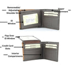 Mixed Media Two Tone Bifold Rodeo Wallet w/ Medallion AB1916: Black / Eagle