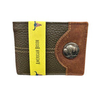 Mixed Media Two Tone Bifold Rodeo Wallet w/ Medallion AB1916: Black / Eagle