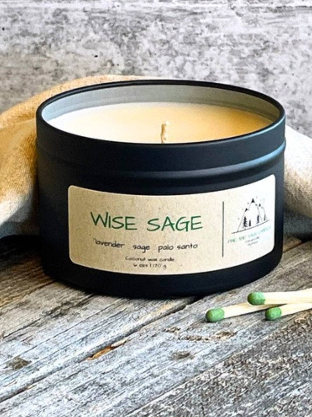 Wise Sage - 6 oz Black Matte Candle Tin: 6 oz