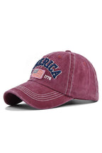 America Flag Embroidered Baseball Cap - Navy / One Size