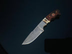 DAMASCUS STEEL FIXED BLADE KNIFE WITH WALNUT & STAG HORN HANd