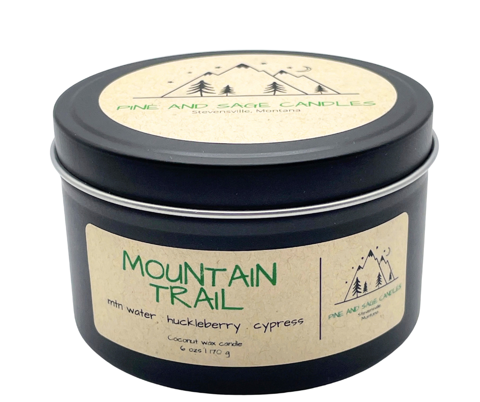 Mountain Trail - 6 oz Black Matte Candle Tin: 6 oz