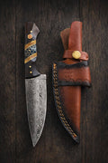 Hand-Forged Damascus Steel Drop Point Outdoor Knife