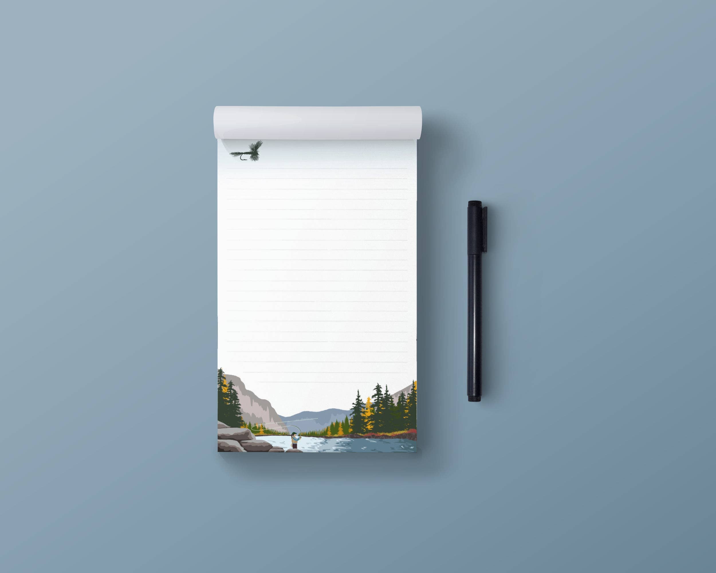 Fly Fishing River Female Notepad 5"x8" Lined or Unlined: Lined
