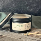 Cowboy-6 oz. Black Matte Candle Tin: 6 oz