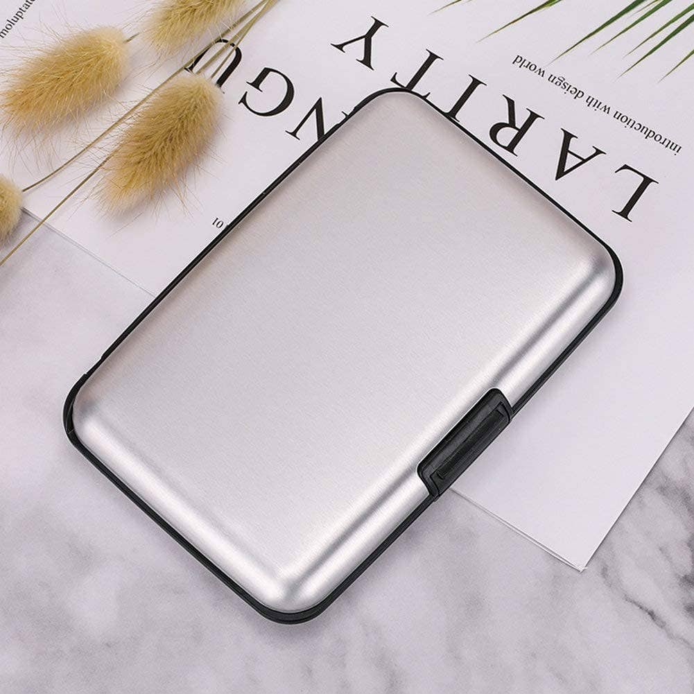 Metal RFID Blocking Wallet Credit Card Holder Case: Brown
