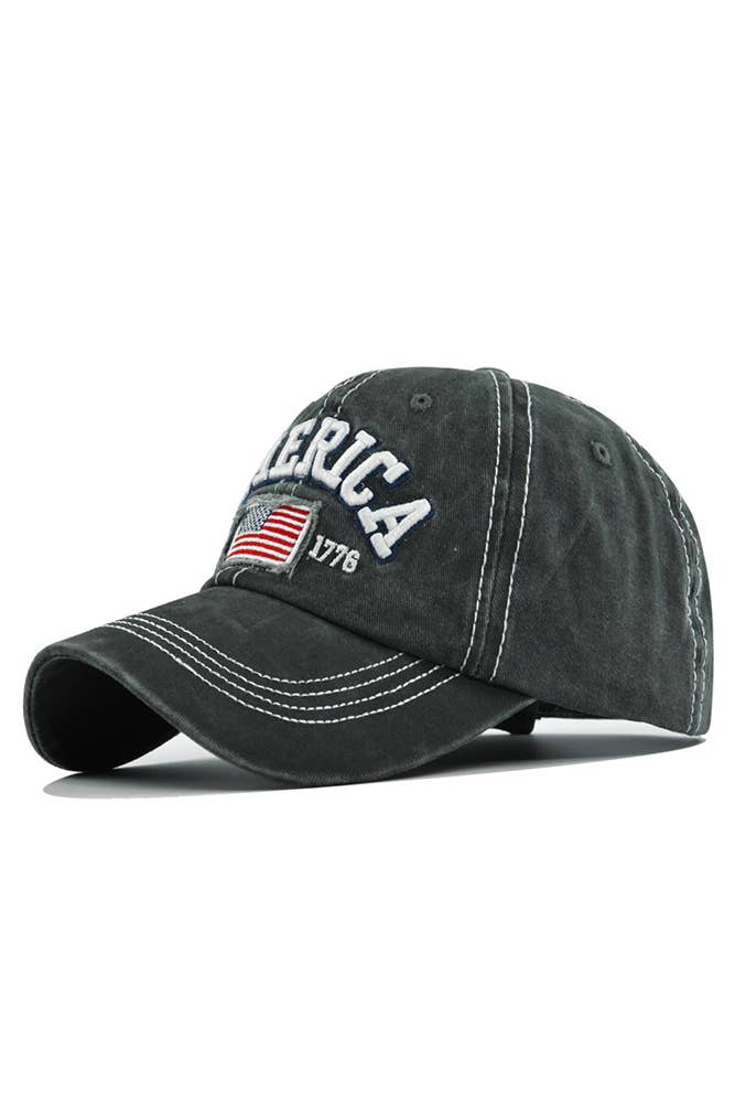 America Flag Embroidered Baseball Cap - Navy / One Size