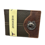 Mixed Media Two Tone Bifold Rodeo Wallet w/ Medallion AB1916: Black / Eagle