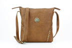 Vegan Leather Filigree Messenger with Concho RMHB 40 2504: Tan