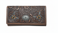 Women’s Brown Leather Wallet Floral Butterfly ABLW 18-25201