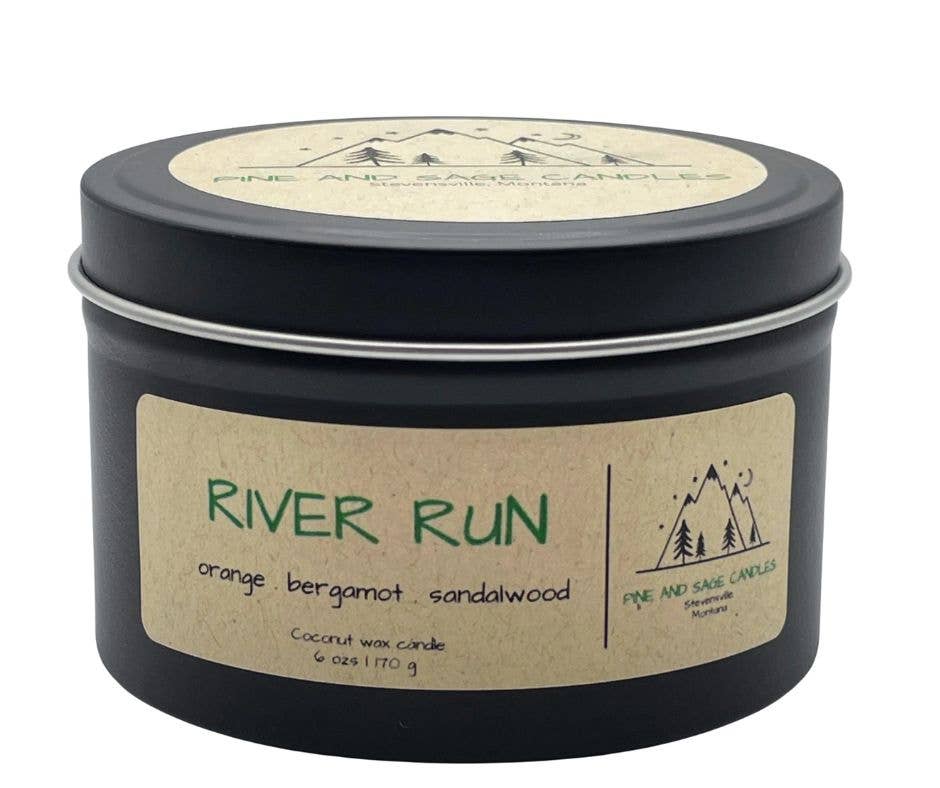 River Run -  Black Matte Candle Tin: