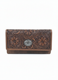 Women’s Brown Leather Wallet Floral Filigree ABLW 18-25203