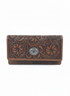 Women’s Brown Leather Wallet Floral Filigree ABLW 18-25203