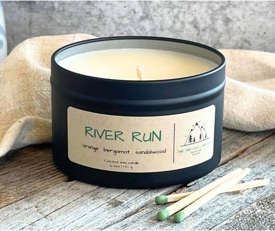 River Run -  Black Matte Candle Tin: