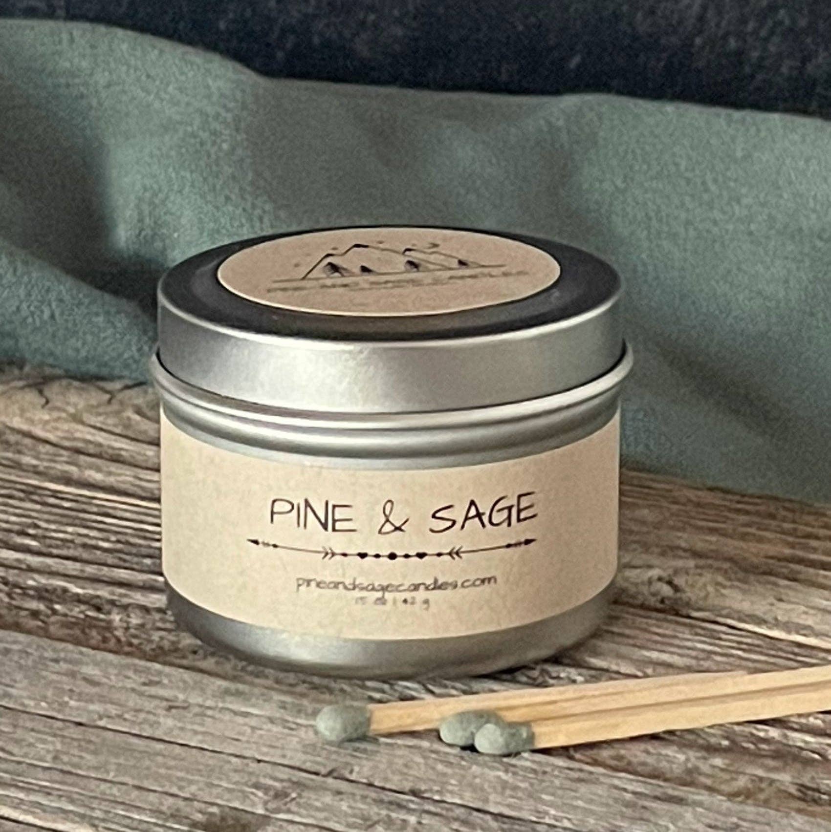 Pine & Sage-6 oz. Black Matte Candle Tin: 6 oz