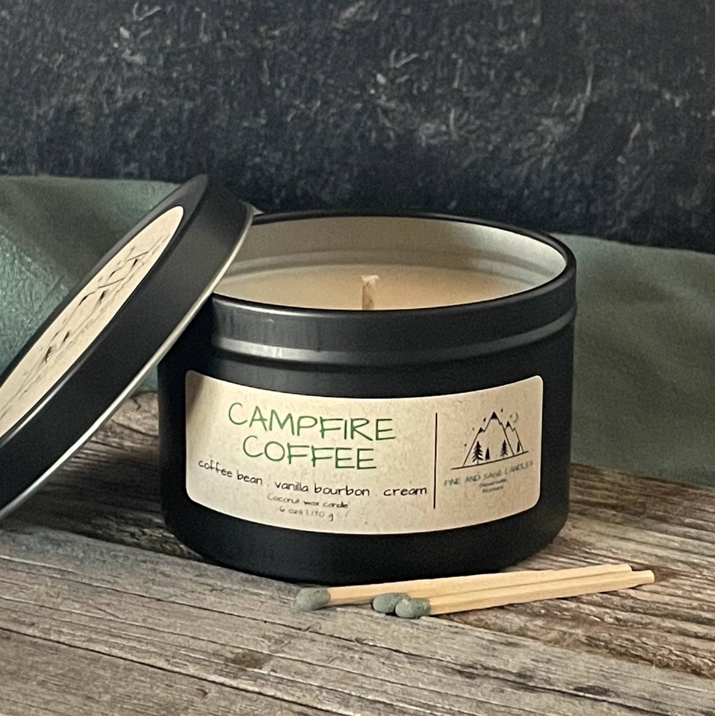 Campfire Coffee-6 oz. Black Matte Candle Tin: 6 oz