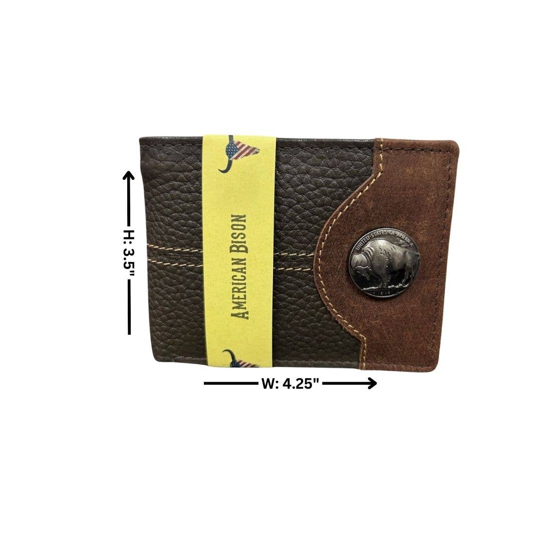 Mixed Media Two Tone Bifold Rodeo Wallet w/ Medallion AB1916: Black / Eagle
