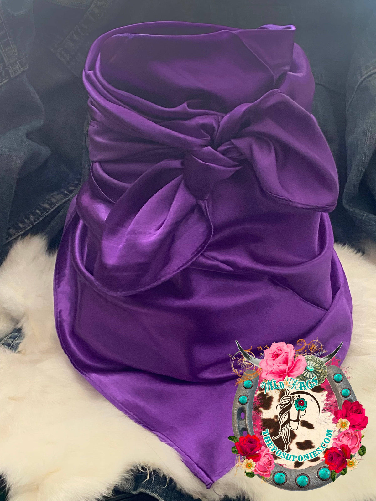 Purple Rag Design Vibrant Deep Purple Wild Rag 35 x 35 – Treasures Out West LLC