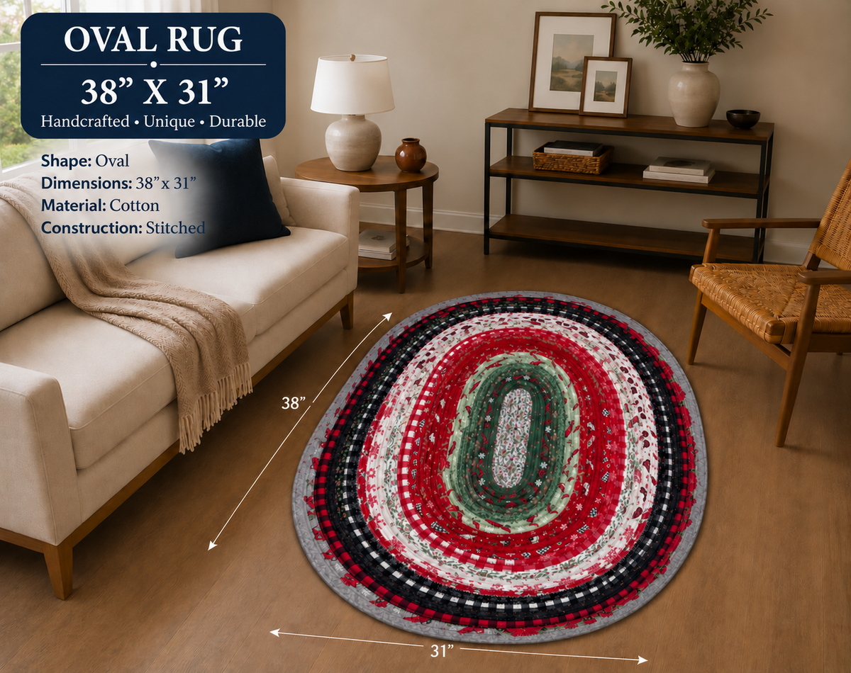 Jolly Holly Christmas Handmade Rug
