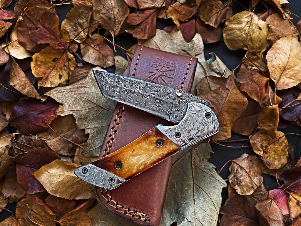 Titan American Eagle - Burnt Damascus folding blade/ EDC/