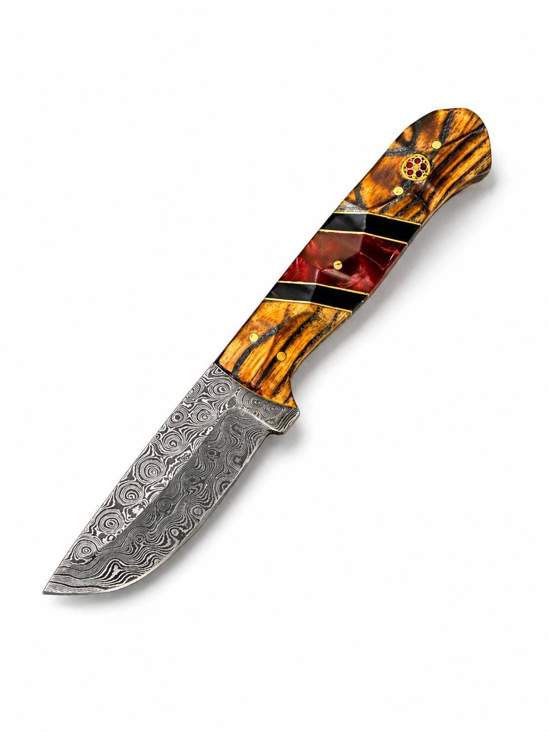 Hand-Forged Damascus Steel Drop Point Knife