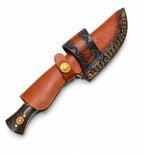 Damascus Steel Drop Point Hunting Knife – Wenge, Camel Bone & Rosewood Handle -TKT-10