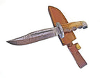 Damascus Hunting Knife Full Tang with Damascus Hilt Custom T: Burnt Bone / ML