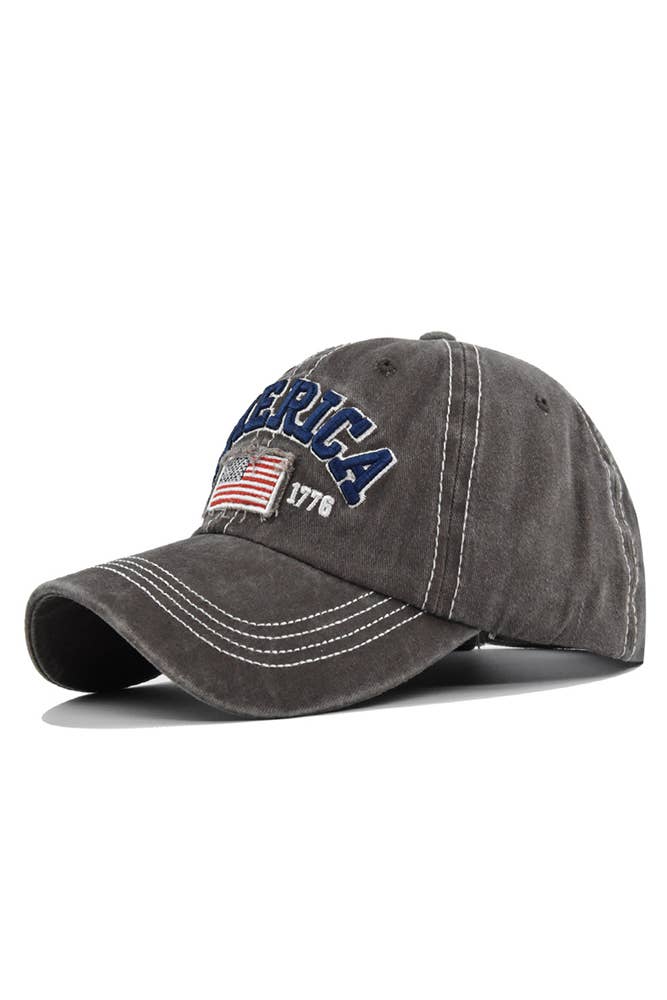 America Flag Embroidered Baseball Cap - Navy / One Size
