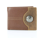 Mixed Media Two Tone Bifold Rodeo Wallet w/ Medallion AB1916: Black / Eagle