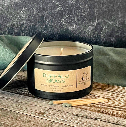 Buffalo Grass-6 oz. Black Matte Candle Tin: 6 oz