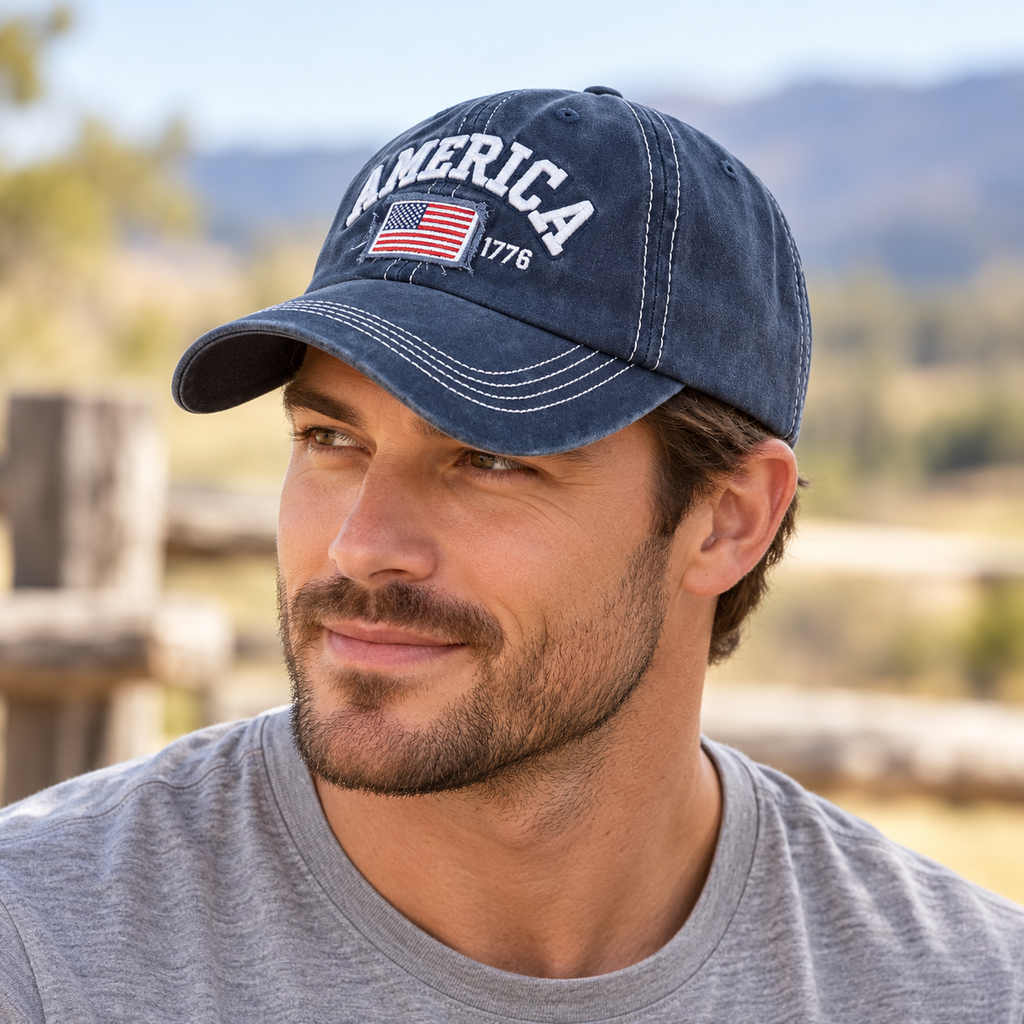 America Flag Embroidered Baseball Cap DXCB327:/ One Size