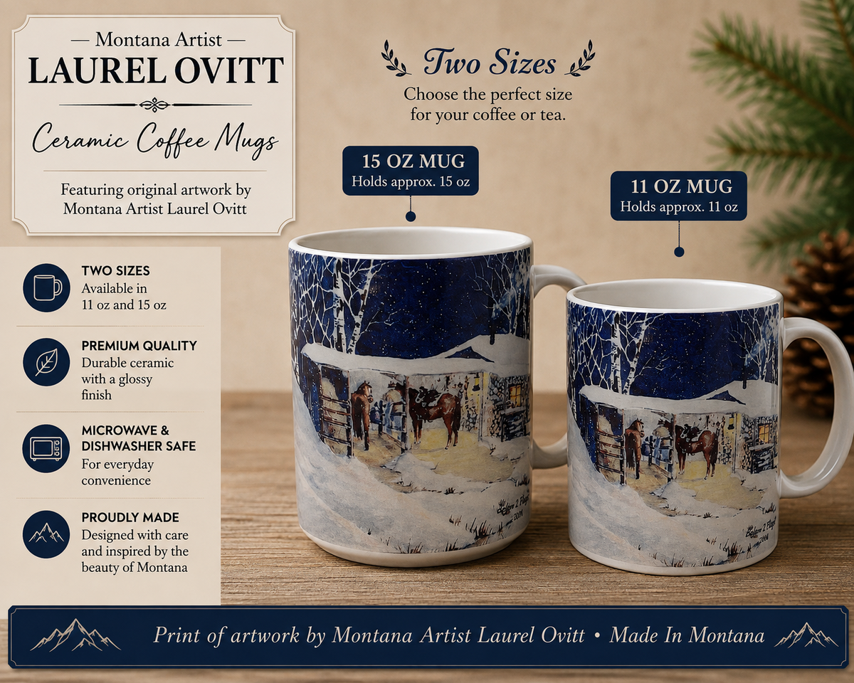 Before 1st Light Coffee Mugs - Montana Artist Laurel Ovitt