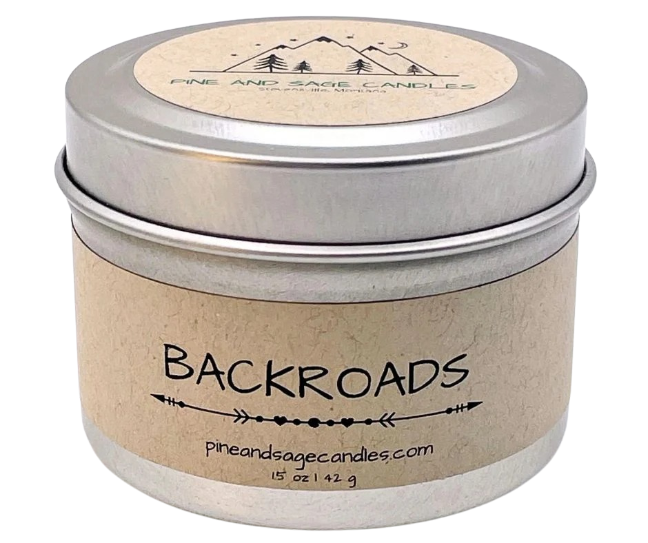 Pine and Sage. Silver Matte Candle Tin: 2 oz