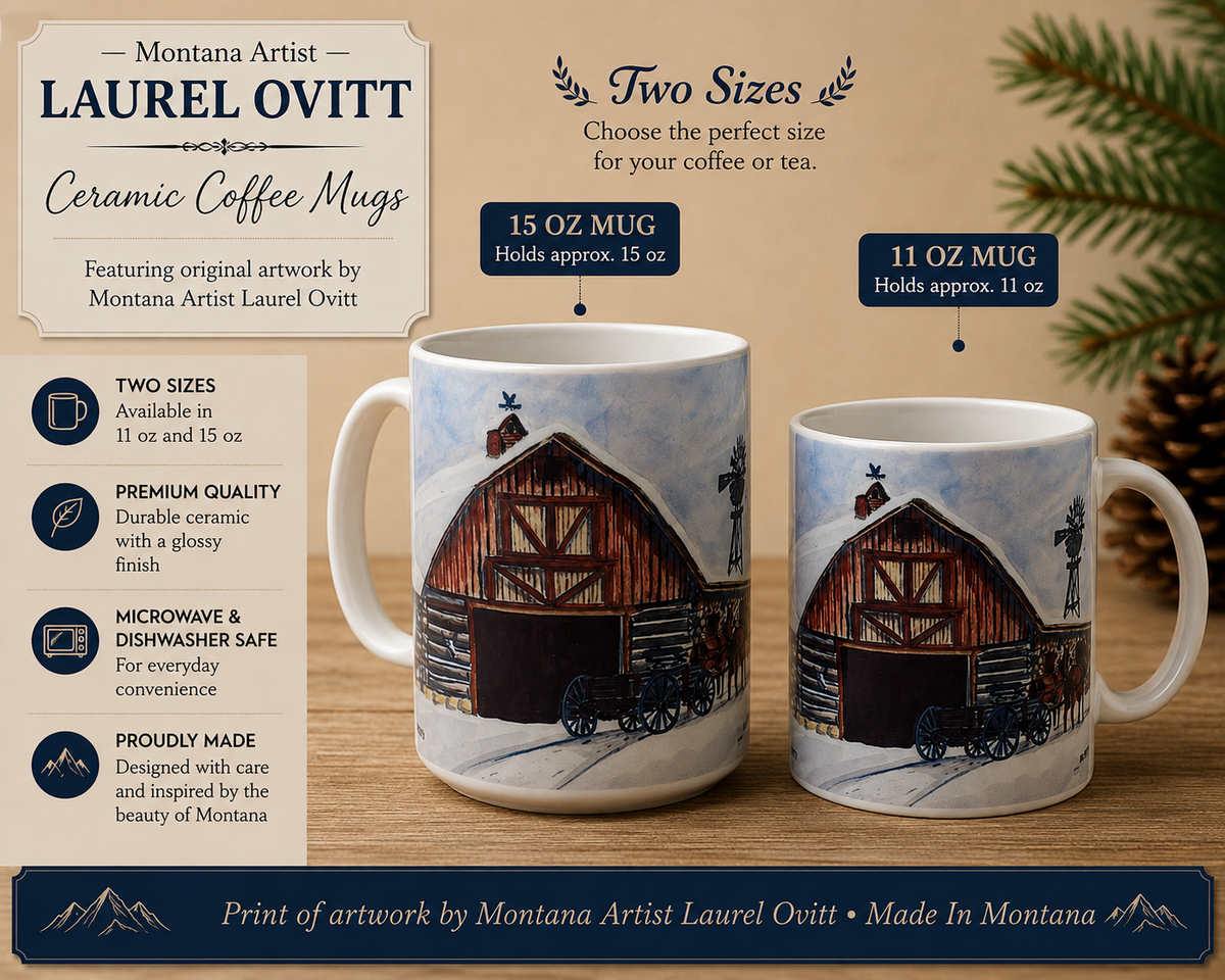 Barn Coffee Mugs - Montana Artist Laurel Ovitt
