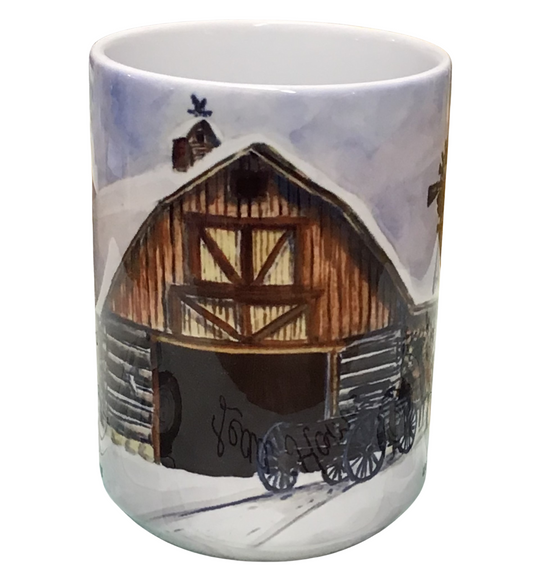 Barn- Montana Artist - Laurel Ovitt - 15oz Mug