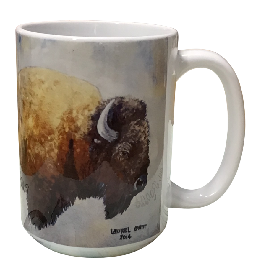 Buffalo -  Montana Artist - Laurel Ovitt - 15oz Mug