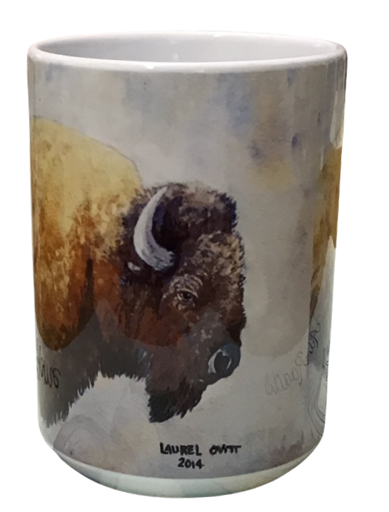 Buffalo -  Montana Artist - Laurel Ovitt - 15oz Mug