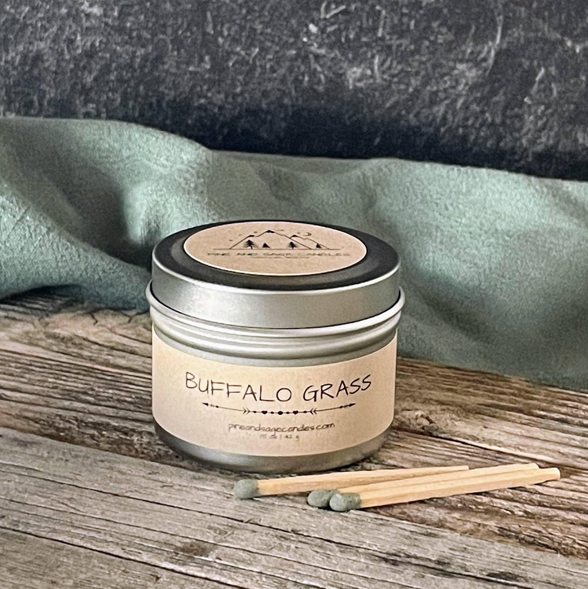 Pine and Sage. Silver Matte Candle Tin: 2 oz