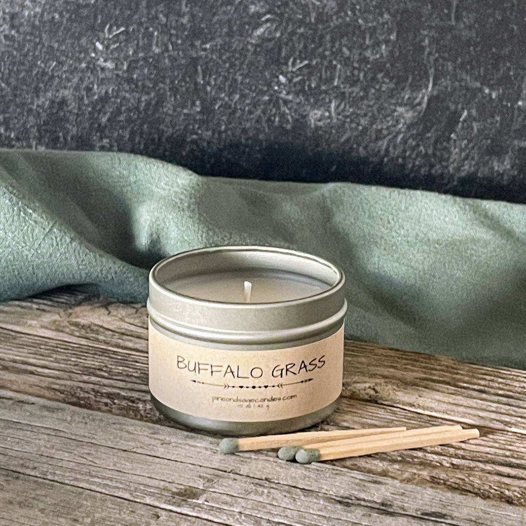 Pine and Sage. Silver Matte Candle Tin: 2 oz