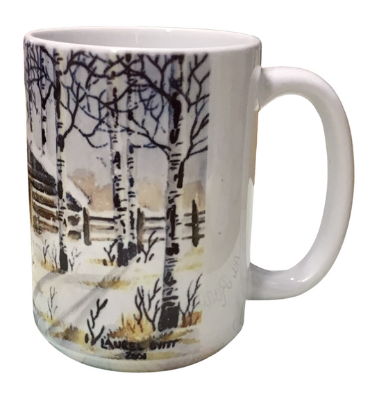 Cabin- Montana Artist - Laurel Ovitt - 15oz Mug