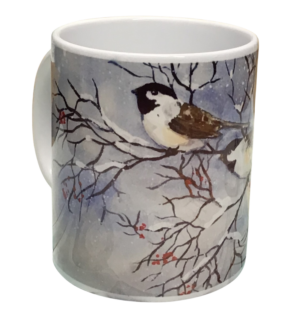 Chickadees - Montana Artist - Laurel Ovitt - 11oz Mug
