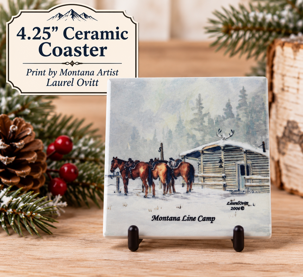 Montana Line Camp Ceramic Coaster