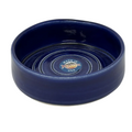Blue ceramic bowl with 'Made in Montana USA' label on a white background