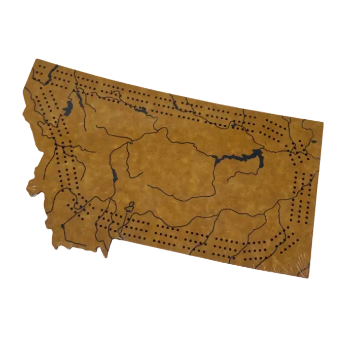 Map of Montana with dot patterns on a brown background