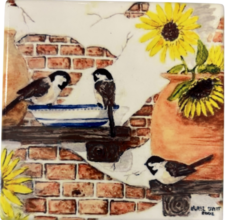 Chickadees Ceramic Coaster