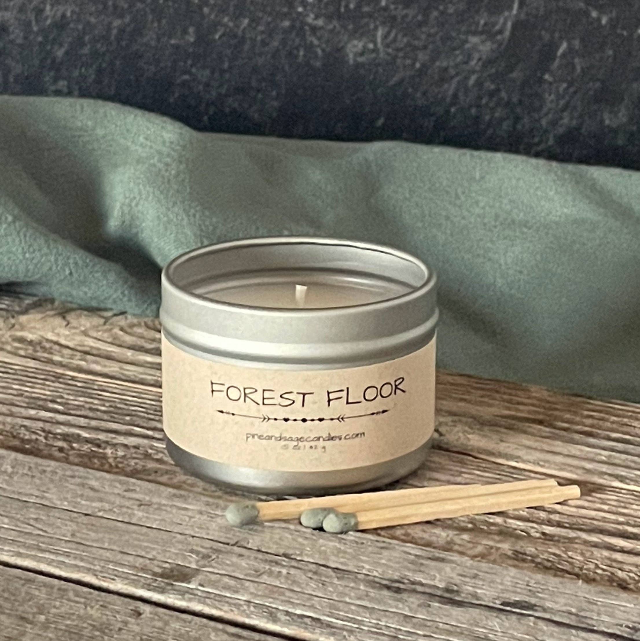 Pine and Sage. Silver Matte Candle Tin: 2 oz